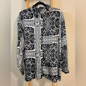 Primark Black & White Bandana-Print Button Up Shirt